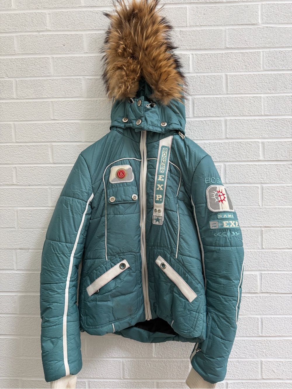 Bogner Teal Ski Jacket with Red and Blue Accents